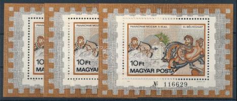 1978 Bélyegnap - Pannónia1 mozaikok 3 db tévnyomatos blokk (30.000)