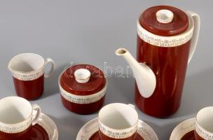 Chodziez vintage lengyel teás készlet, jelzett, teljes, hibátlan