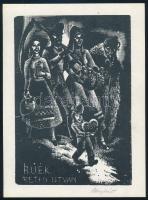 Menyhárt József (1901-1976): B.U.É.K. Réthy István, fametszet, papír, jelzett, 14×10 cm
