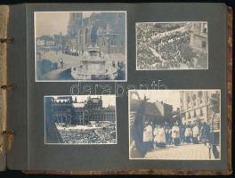 ca 1914-1918 56 db érdekes nagyrészt katonai fotó albumban, benne budapesti városképek, Szent Jobb k...