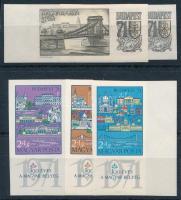 1969-1971 Budapest (I.) + (II.) vágott bélyeg + vágott sor (8.000)