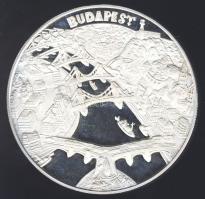 1998. "Pest-Buda-Óbuda egyesítésének 125. évfordulója" nagyméretű Ag emlékérem 155,5g! T:PP Eredeti dísztokban, tanúsítvánnyal, csak 1000db!