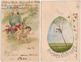 8 db főleg RÉGI motívum képeslap: húsvéti üdvözlőlapok, vegyes minőségben / 8 mainly pre-1945 motive postcards: Easter greeting cards, in mixed quality