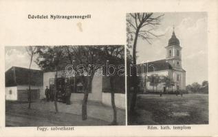 Nyitraegerszeg with cooperative store and catholic church