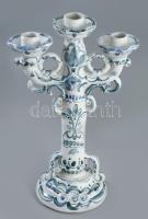 Mázas kerámia háromágú gyertyatartó, hibátlan, m: 35 cm