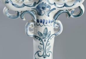 Mázas kerámia háromágú gyertyatartó, hibátlan, m: 35 cm