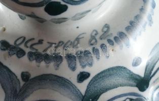 Mázas kerámia háromágú gyertyatartó, hibátlan, m: 35 cm