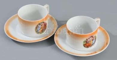 Zsolnay 2 darab zsánermintás csésze aljjal, d: 15 cm