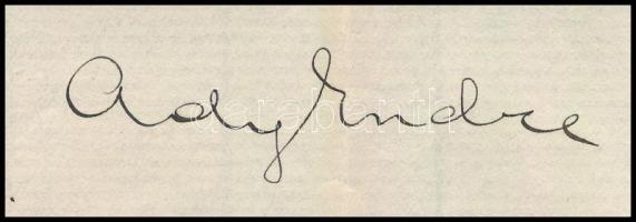 1906 Ady Endre (1877-1919) költő, újságíró autográf levele ifj. Ábrányi Kornél (1849-1913) író, költ...