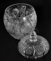Ólomkristály fedeles bólés edény, minimális pattogzással, m: 31,5 cm