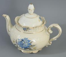 cca 1945 Bavaria Schumann kékvirág mintás teás készlet, jelzett, teljes, minimális kopással