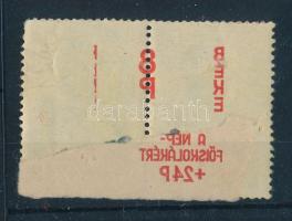 1945 Béke 8P/50f pár látványosan eltolódott felülnyomással, annak gépszínátnyomatával. Hátoldalon be...
