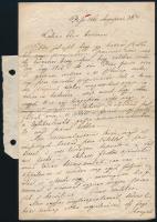 1861 Pest, Lisznyai Kálmán (1823-1863) költő, a Tízek Társaságának tagjának kézzel írt levele id. Bó...
