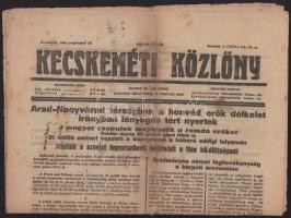 1944-1946 Kecskeméti közlöny c. lap két száma a II. világháború híreivel + Hadifogoly híradó c, lap egy száma