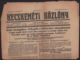 1944-1946 Kecskeméti közlöny c. lap két száma a II. világháború híreivel + Hadifogoly híradó c, lap ...
