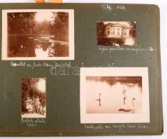 1916-1926 Tata Tóváros, Szomód, Esterházy birtok, aratás Fotóalbum kb 30 db feliratozott fotóval az előbbi környékekről + kb 10 képeslap ugyanebben a témában + 40 fotó 1926 síelés, aranylakodalom, Engelberg, Lovran témával, Fotóalbumban.