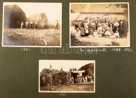 1916-1926 Tata Tóváros, Szomód, Esterházy birtok, aratás Fotóalbum kb 30 db feliratozott fotóval az ...