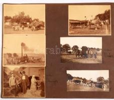 1923 Szómód aratás 13 db érdekes, feliratozott fotó albumlapon