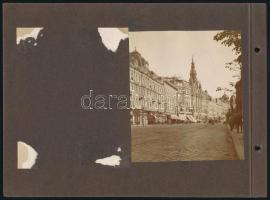 ca 1920 3 db Budapesti fénykép: Körút, Lánchíd, Városliget albumlapon 12x10 cm-es fotók