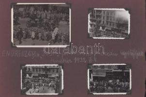 1932 Endresz György a Justice for Hungary óceánrepülő pilótájának temetése 4 db feliratozott fotó albumlapon 6x9 cm