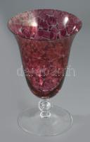 Kristallglasmanufaktur Theresienthal anyagában színezett kehelyváza, jelzett, hibátlan, m: 19 cm