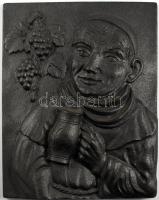 Strebel öntöttvas borozó figurás plakett, jelzett, hibátlan, 28x23 cm