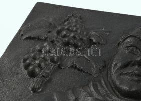 Strebel öntöttvas borozó figurás plakett, jelzett, hibátlan, 28x23 cm
