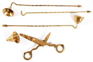 Bronz kanócvágó h: 14 cm + 3 darab gyertyakoppintó, h: 25 cm