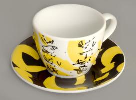 Eschenbach modern stílusú 6 darab kávés csésze alátéttel, jelzett, hibátlan, d: 14,5 cm