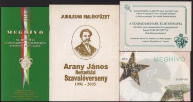 Vegyes meghívó tétel főként 1848-49-es megemlékezésekkel kapcsolatban (Meghívó az 1848-49-es szabadságharc évfordulójára, Arany János Nemzetközi Szavalóverseny, stb.)