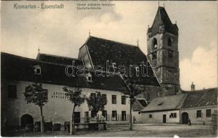 Kismarton, Eisenstadt; Stadtpfarrkirche / Városi plébániatemplom, községi népiskola. Pintér A. kiadása / church, school (b)