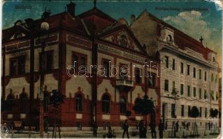 1917 Szolnok, Mezőgazdasági takarékpénztár. Vasúti levelezőlapárusítás 34. sz. 1918. (kopott sarkak / worn corners)