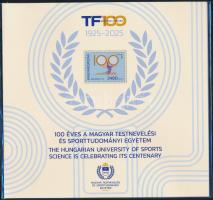 2025 Testnevelési Egyetem bélyegszett benne fogazott, vágott és feketenyomat blokk / Sports University block perforated, imperforate and blackprint in presentation pack