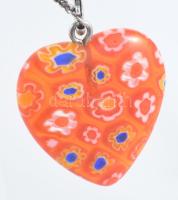 Ezüst (Ag) nyaklánc millefiori medállal, jelzett