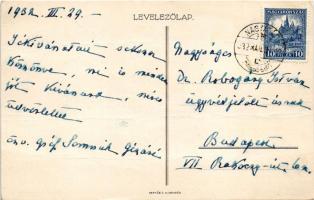 1932 Kivadár (Nagyatád), Gróf Somssich kastély és mauzóleum. Hátoldalon özv. gróf Somssich Gézáné (1...