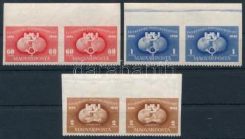 1949 UPU (I.) D ívszéli sor párokban: három oldalon fogazatlan alul fogazott (50.000)