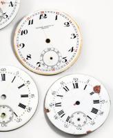 9 darab antik zománcozott zsebóra számlap, sérüléssel