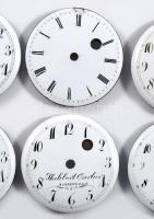 6 darab antik zománcozott számlap kulcsos zsebórákhoz