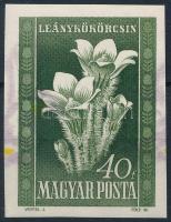 1950 Virág (I.) vágott 40f, fordított és fél bélyegképnyit eltolódott sárga és lila színnyomattal