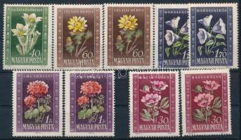 1950 Virág (I.) 9 db bélyeg, közte színváltozatok, színeltolódások