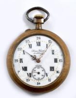 Chrono Feuvrier a Nancy antik francia zsebóra, római számokkal I-XII, arab számokkal 13-24 a számlapon, nem működik, számlap sérült, d: 45 cm