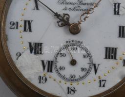 Chrono Feuvrier a Nancy antik francia zsebóra, római számokkal I-XII, arab számokkal 13-24 a számlap...