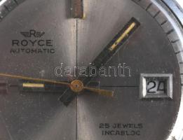 Royce Automatic 25 köves automata karóra, szíjjal, karcokkal, működik, d: 32mm