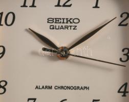Seiko kvarc karóra, digitális kijelzéssel, bőr szíjjal, működik, 4x3 cm