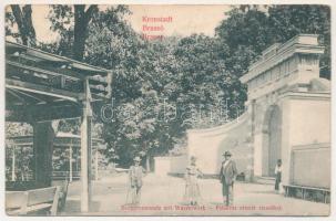 1915 Brassó, Kronstadt, Brasov; Vársétány és vízmű / Burgpromenade und Wasserwerk / castle promenade, waterworks (ázott / wet damage)