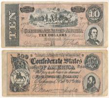Amerikai Konföderációs Államok / Virginia / Richmond 1864. 10$ + 500$ replika T:VG Confederate States of America / Virginia / Richmond 1864. 10 Dollars + 500 Dollars replica C:VG