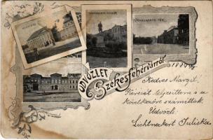 1899 Székesfehérvár, Vörösmarty szobor és tér, Ferenc József nőnevelde, Megyeház. Art Nouveau, floral (felületi sérülés / surface damage)