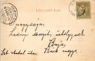 1904 Szliács, Sliac; Fő tér, Kossuth-fa. Lechnitzky O. fénynyomdája kiadása 191. sz. / main square, ...