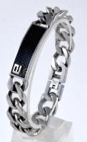 Acél-karbon férfi karkötő, h: 20 cm