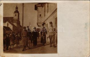 Osztrák-magyar katonák csoportja hölgyekkel / WWI Austro-Hungarian K.u.K. military, group of soldiers with ladies. photo (EK)
